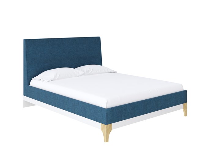 Кровать Odda 140х190 темно-синего цвета с белым основанитем