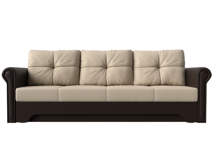 Прямой диван-кровать Европа бежево-коричневого цвета (экокожа) - купить Прямые диваны по цене 36999.0