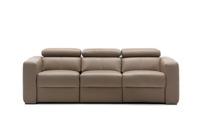 Прямой кожаный диван Themis коричневого цвета