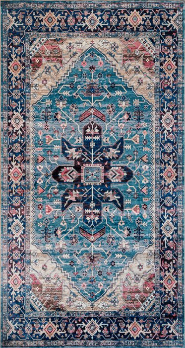 Ковер Silk zara 80x150 бирюзово-бежевого цвета