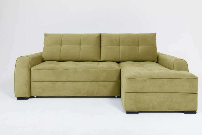 Угловой диван-кровать Soft II зеленого цвета (правый)