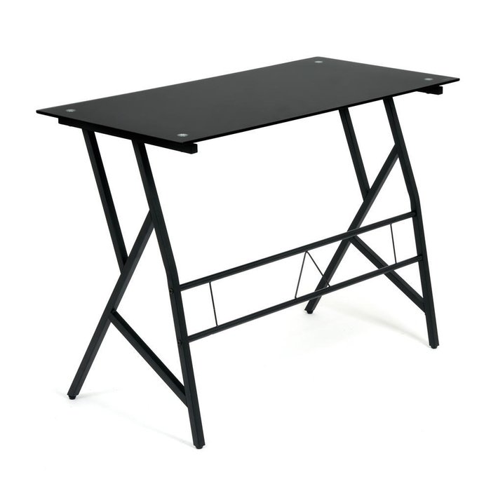 Стол офисный черного цвета со стеклянной столешницей - лучшие Офисные столы в INMYROOM