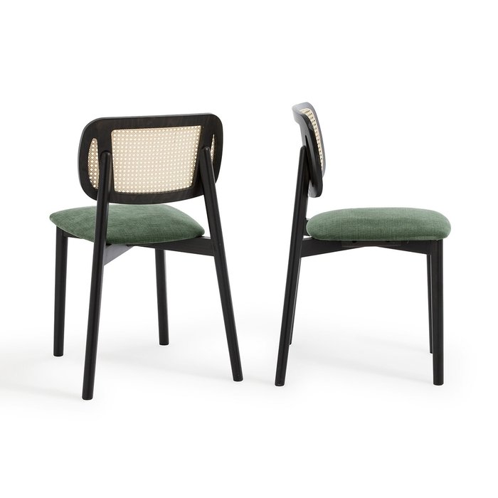 Комплект из двух стульев из бука и плетения Rivio зеленого цвета - купить Обеденные стулья по цене 61490.0