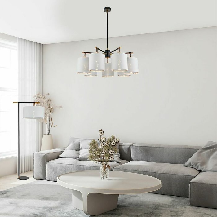 Люстра на штанге Adagio 10186/7PL (ткань, цвет белый) - купить Подвесные люстры по цене 24460.0 Люстра на штанге Adagio 10186/7PL (ткань, цвет белый) - купить Подвесные люстры по цене 24460.0