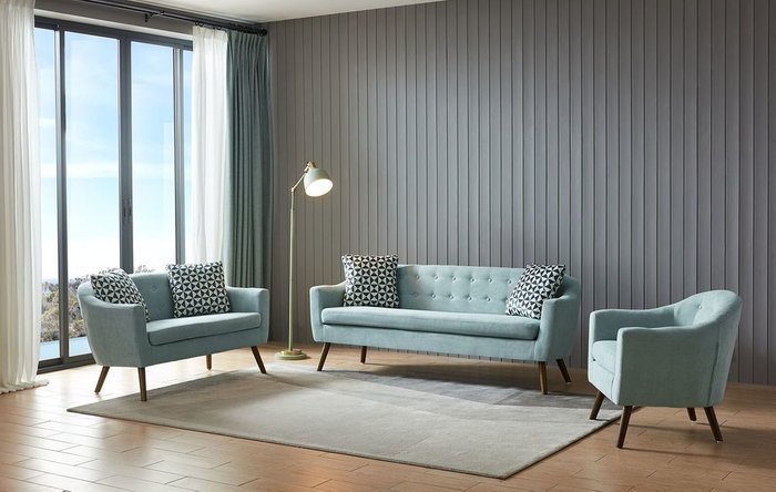 Прямой диван Florence M бирюзового цвета - купить Прямые диваны по цене 27459.0