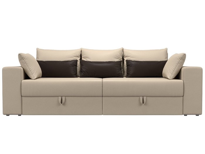 Прямой диван-кровать Мэдисон бежево-коричневого цвета (экокожа) - купить Прямые диваны по цене 37990.0