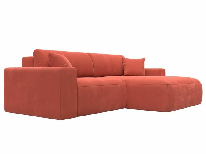 Угловой диван-кровать Лига 036 Классик кораллового цвета правый угол - лучшие Угловые диваны в INMYROOM
