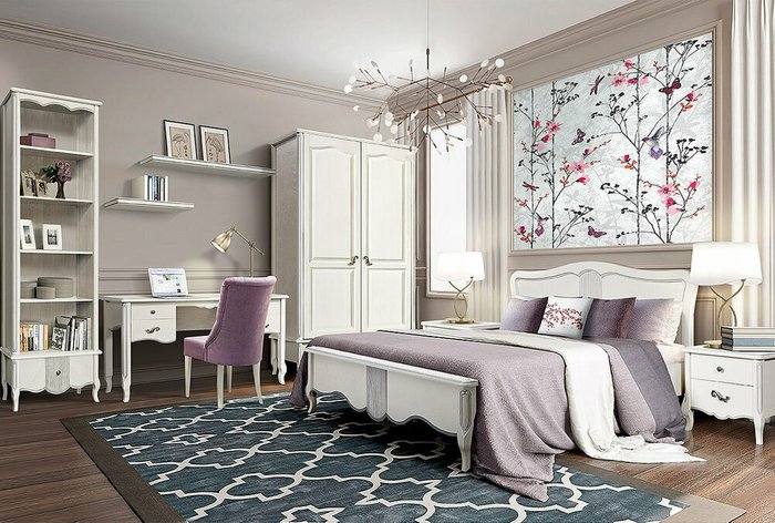 Кровать Katrin 120x200 цвета альба с серебряной патиной без основания - лучшие Кровати для спальни в INMYROOM