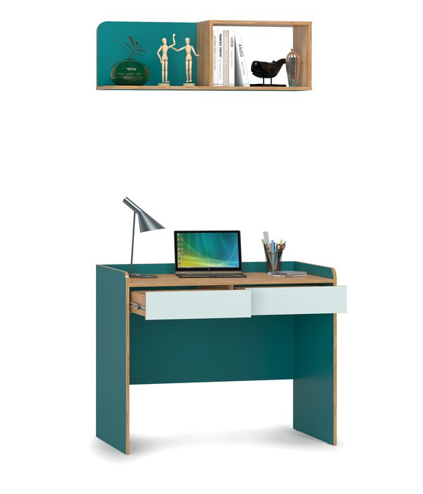 Стол письменный с полкой Гудвин зеленого цвета - лучшие Письменные столы в INMYROOM