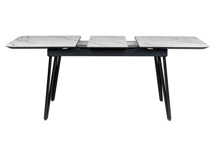 Раздвижной обеденный стол Диего 140 черно-бежевого цвета - лучшие Обеденные столы в INMYROOM Раздвижной обеденный стол Диего 140 черно-бежевого цвета - лучшие Обеденные столы в INMYROOM