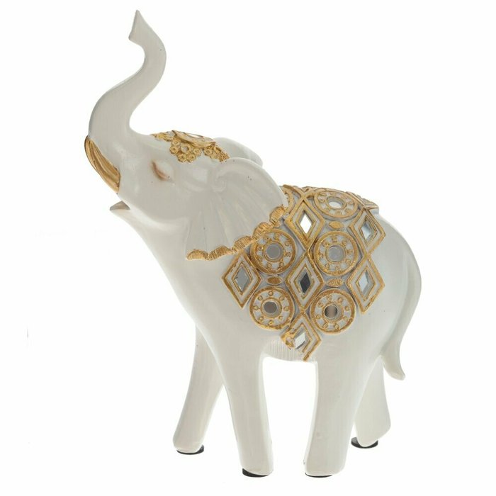 Фигурка декоративная Слон H15 бело-золотого цвета