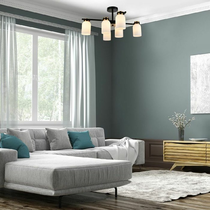 Люстра на штанге Madison 1151/6P (стекло, цвет белый) - купить Подвесные люстры по цене 14410.0 Люстра на штанге Madison 1151/6P (стекло, цвет белый) - купить Подвесные люстры по цене 14410.0