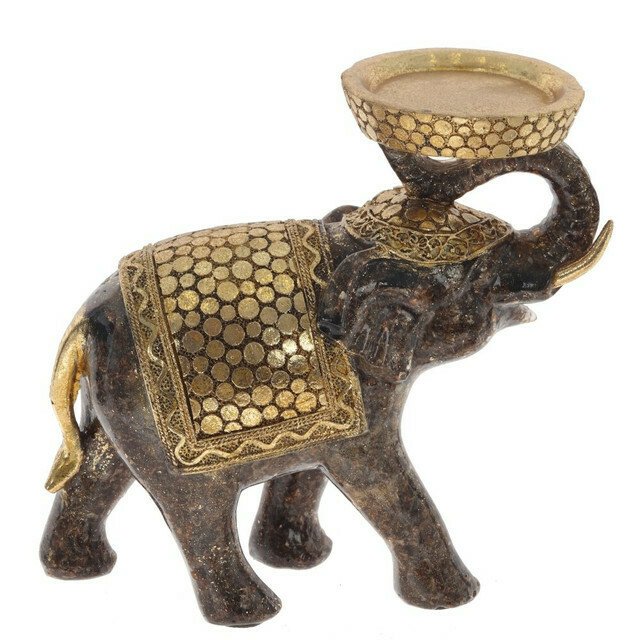 Фигура декоративная Слон коричнево-золотого цвета