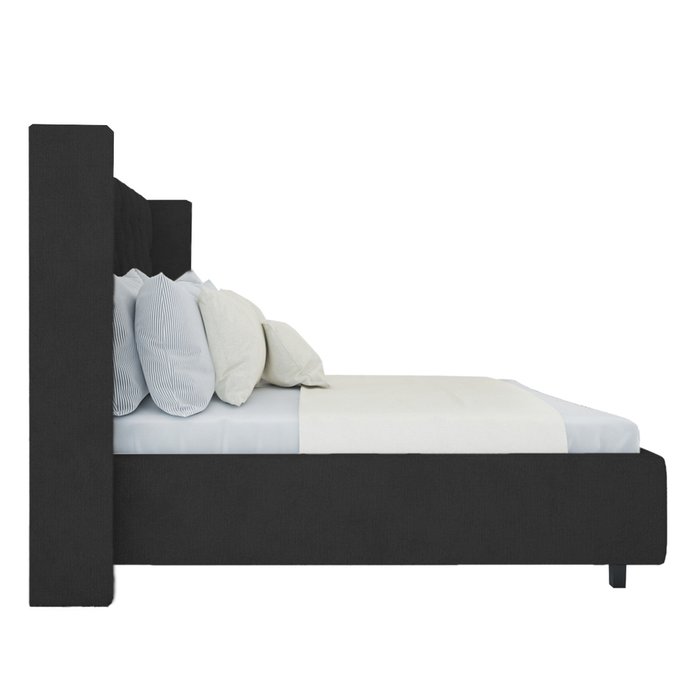 Кровать Wing-2 из темно-серого льна и натурального дерева 180x200  - лучшие Кровати для спальни в INMYROOM