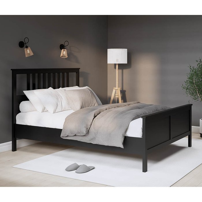 Кровать Кымор 180х200 черного цвета без подъемного механизма - купить Кровати для спальни по цене 41990.0