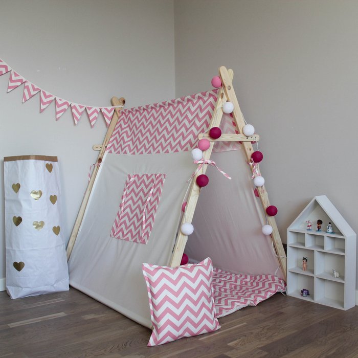 Игровая палатка Pink Zigzag из экологически чистых материалов - лучшие Игровые домики в детскую в INMYROOM