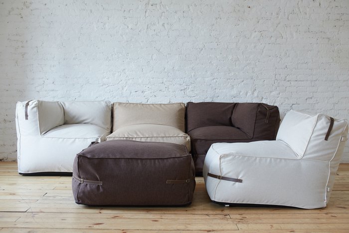 Бескаркасный модульный диван с декоративными ремешками - лучшие Бескаркасная мебель в INMYROOM