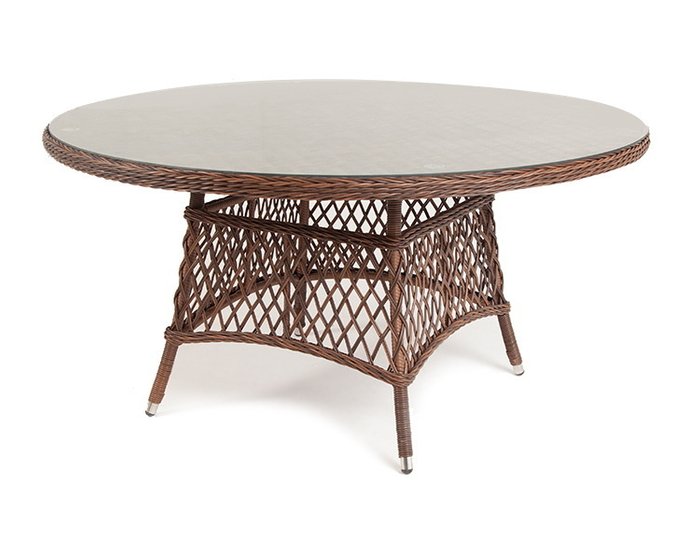 Плетенный стол Эспрессо D150 коричневого цвета