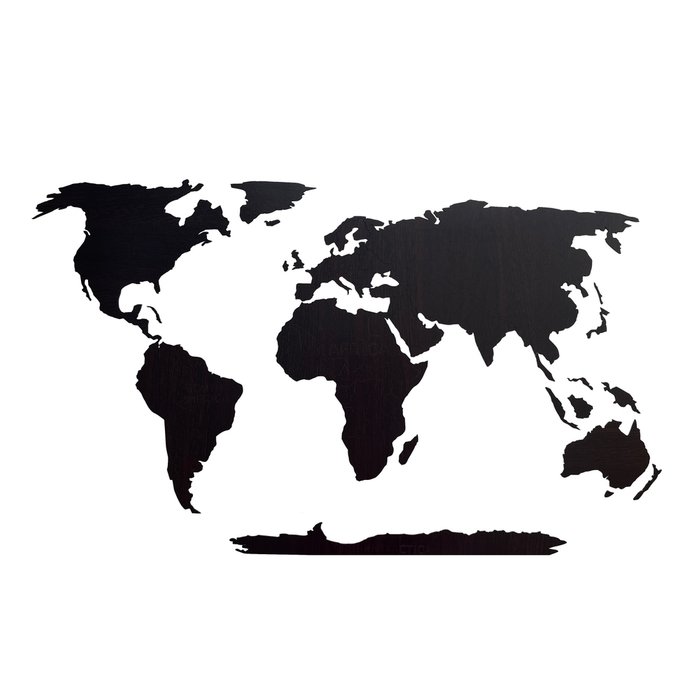 Деревянная карта мира Continent Еdition с гравировкой материков цвета венге