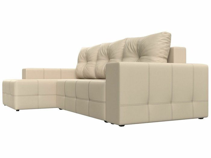 Угловой диван-кровать Перри бежевого цвета (экокожа) левый угол - лучшие Угловые диваны в INMYROOM