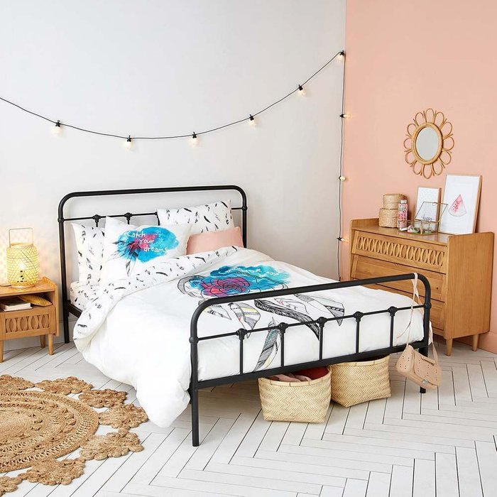 Кровать металлическая Asper 140х190 черного цвета - купить Кровати для спальни по цене 20202.0