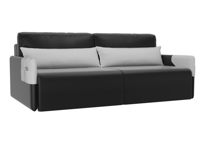 Прямой диван-кровать Армада черного цвета (экокожа)