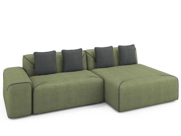 Угловой раскладной диван Portu правый оливкового цвета - лучшие Угловые диваны в INMYROOM
