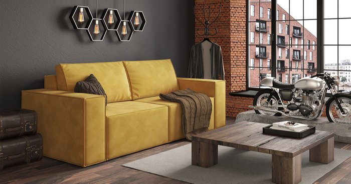 Диван-кровать Пола желтого цвета - купить Прямые диваны по цене 51279.0