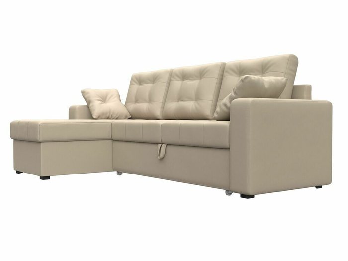 Угловой диван-кровать Камелот бежевого цвета (экокожа) левый угол - лучшие Угловые диваны в INMYROOM