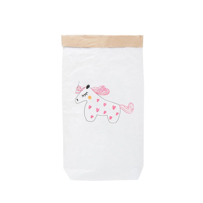 Эко-мешок для игрушек Pink Unicorn из крафт-бумаги