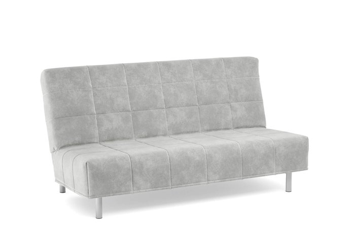 Диван-кровать Liberty 140х200 в обивке из микровелюра светло-серого цвета 