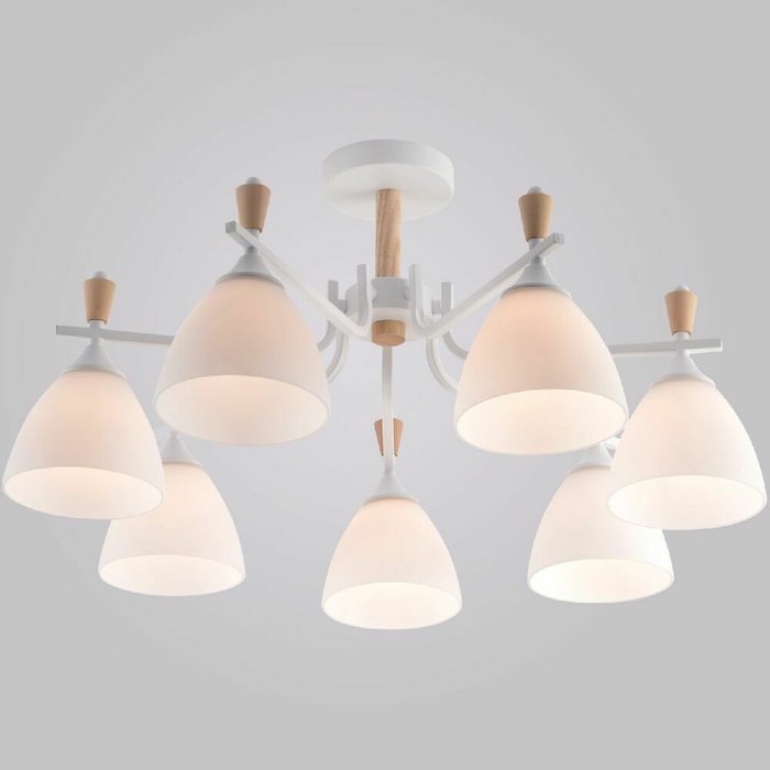 Люстра на штанге 01622-0.3-07 WH+WOOD (стекло, цвет белый) Люстра на штанге 01622-0.3-07 WH+WOOD (стекло, цвет белый)