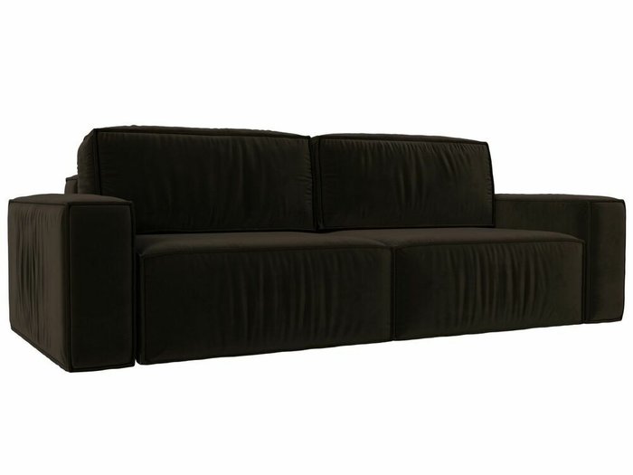 Прямой диван-кровать Прага классик коричневого цвета
