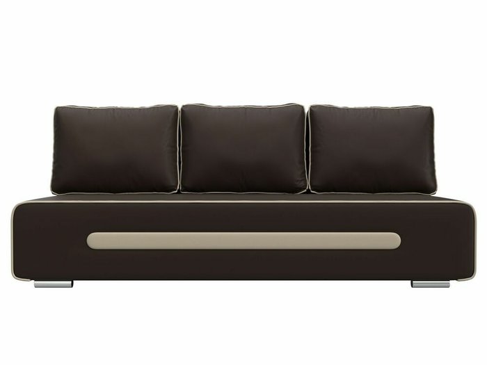 Прямой диван-кровать Приам коричневого цвета (экокожа) - купить Прямые диваны по цене 33999.0