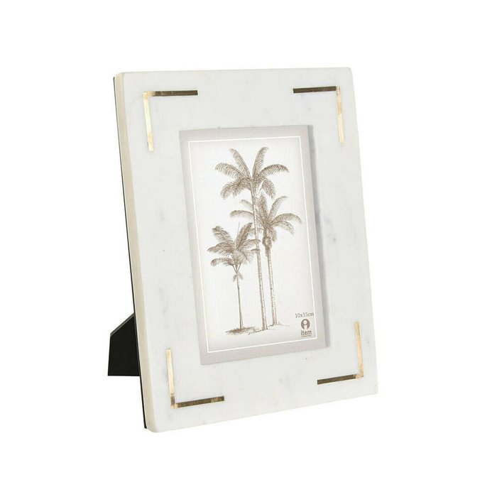 Фоторамка Белый Позолоченный Латунь Мрамор Натуральный Shabby Chic 20 x 2 x 25 cm