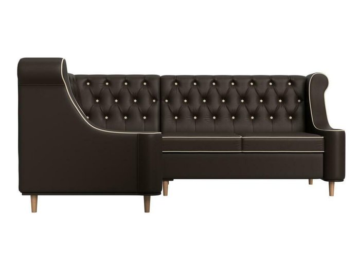 Угловой диван Бронкс коричневого цвета (экокожа) левый угол - купить Угловые диваны по цене 62999.0