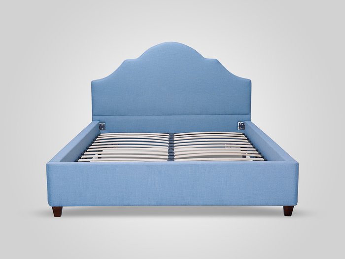 Кровать с обивкой из велюра голубого цвета 140X200
