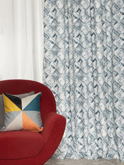 Штора Dr Frame 170х270 сине-серого цвета - лучшие Шторы в INMYROOM Штора Dr Frame 170х270 сине-серого цвета - лучшие Шторы в INMYROOM