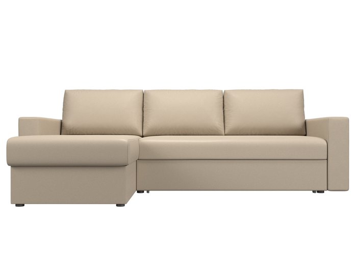 Угловой диван-кровать Траумберг L бежевого цвета левый  угол (экокожа) - купить Угловые диваны по цене 39999.0