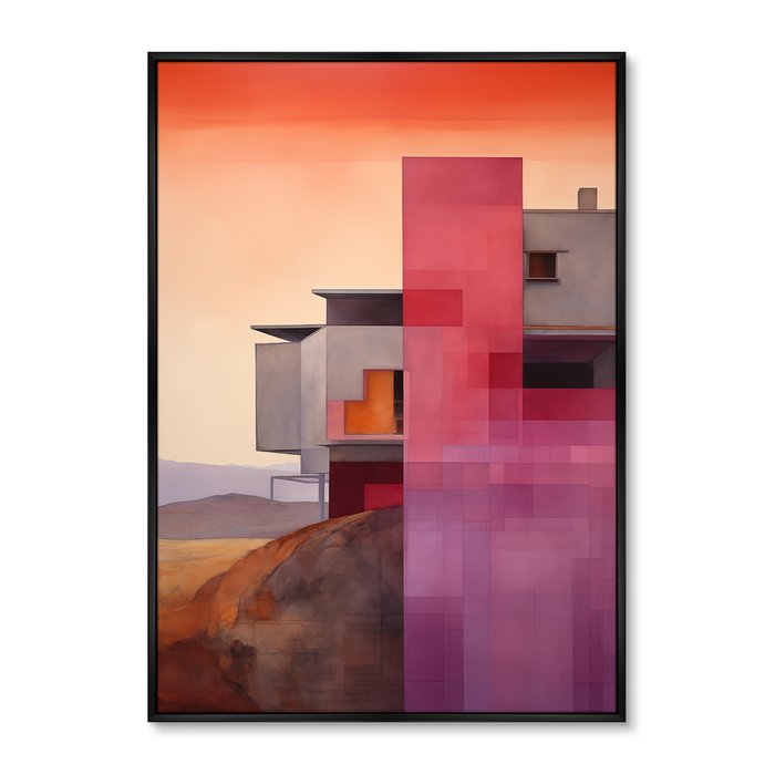 Репродукция картины Buildings, after sunset, No 2, 2024г.