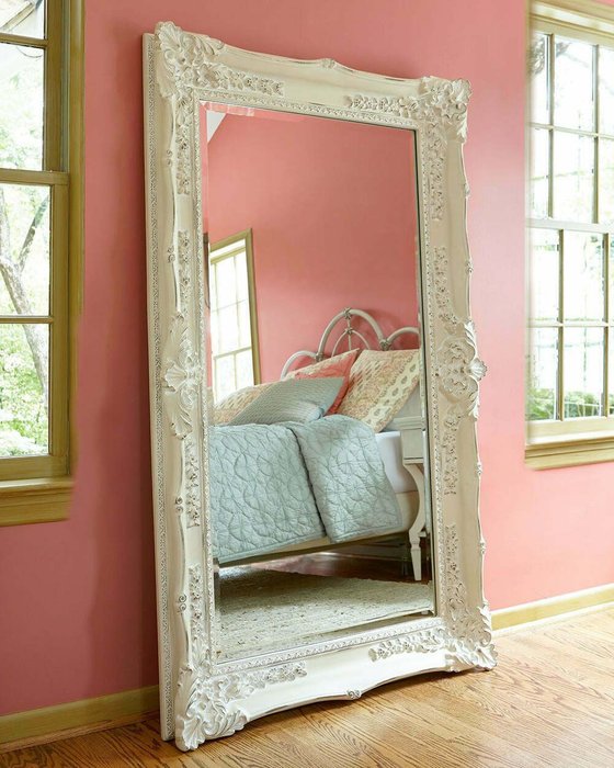 Напольное зеркало Ла-Манш антично-белого цвета - купить Напольные зеркала по цене 62335.0