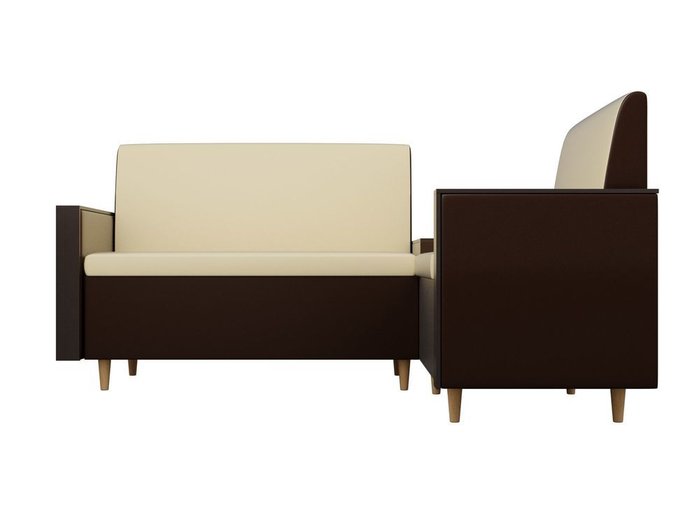 Кухонный угловой диван Модерн бежево-коричневого цвета (экокожа) - купить Угловые диваны по цене 21290.0