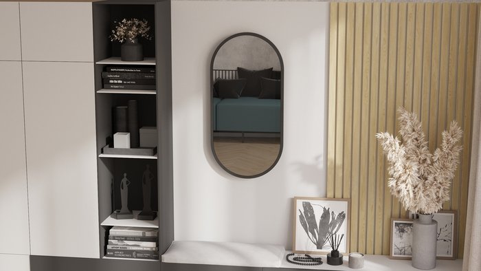 Настенное зеркало Норд 45х90 черного цвета - лучшие Настенные зеркала в INMYROOM