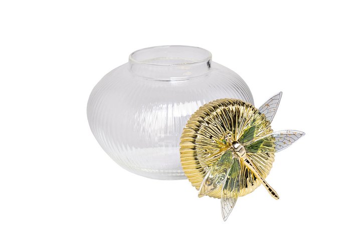 Стеклянная ваза с крышкой со стрекозой  - купить Вазы  по цене 6510.0