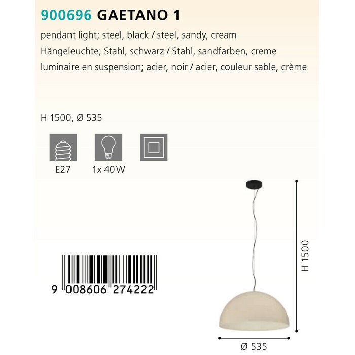 Люстра Eglo Gaetano 1 900696 - купить Подвесные светильники по цене 31890.0