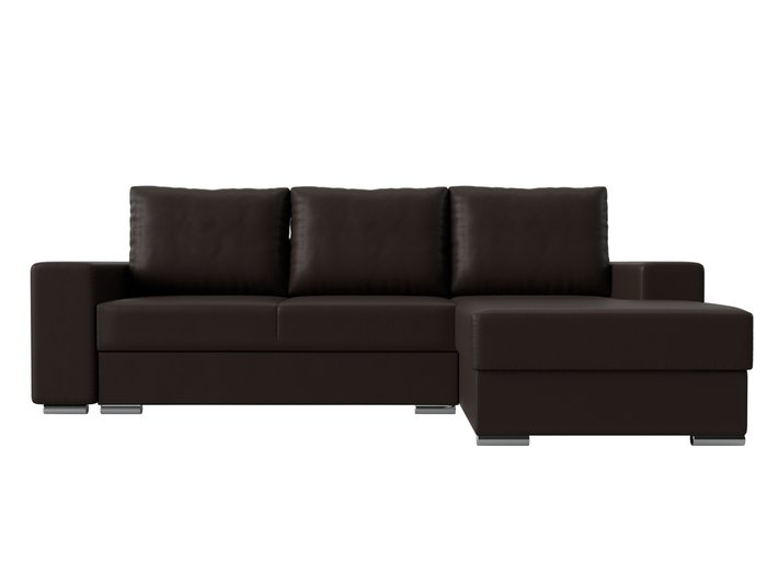 Угловой диван-кровать Дрезден коричневого цвета (экокожа) правый угол - купить Угловые диваны по цене 65999.0