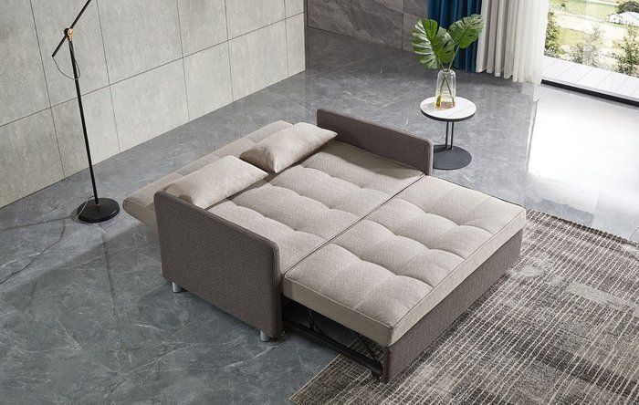 Прямой диван-кровать Claire M бежево-коричневого цвета - купить Прямые диваны по цене 60720.0