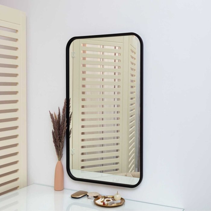 Настенное прямоугольное зеркало в раме Аnthracite черного цвета - купить Настенные зеркала по цене 12800.0