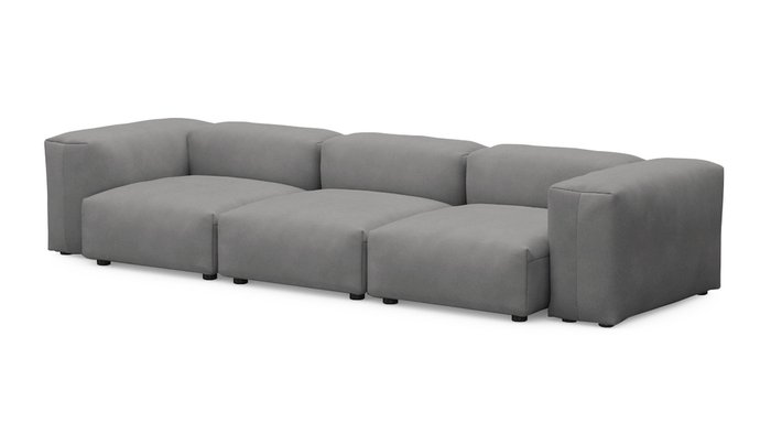 Прямой диван Фиджи трехсекционный серого цвета - купить Прямые диваны по цене 78400.0