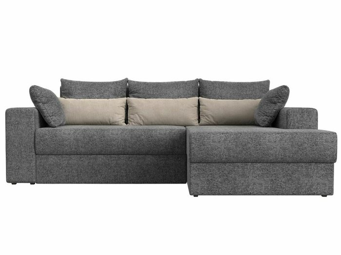 Угловой диван-кровать Майами серого цвета с бежевыми подушками правый угол - купить Угловые диваны по цене 51999.0